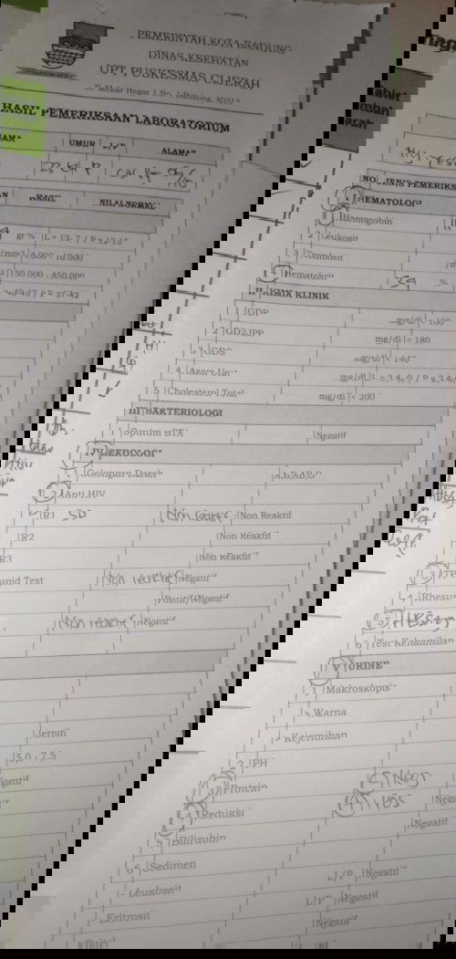 Hasil cek Lab TM 3