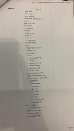 test lab di trisemester pertama