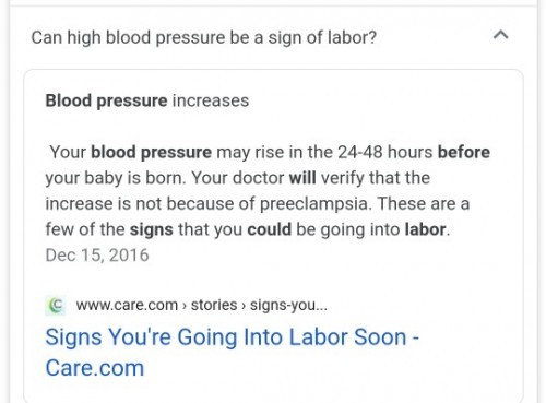 Can a high blood pressure be a sign of labor?