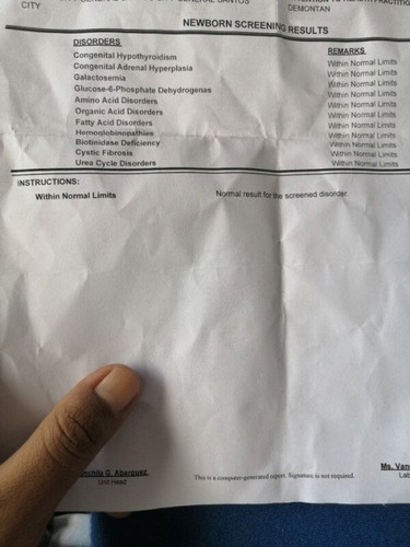 Pa sagot po mga mommies..result po niya newborn screening salamat po.