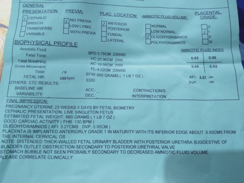 BLADDER OUTLET OBSTRUCTION AND OLIGOHYDRAMNIOS PROBLEM