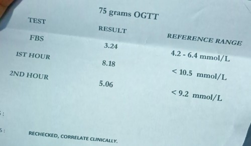 OGTT Result. 🍰🥪🍟🥞