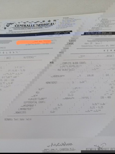 Lab test result