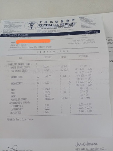 Lab test result