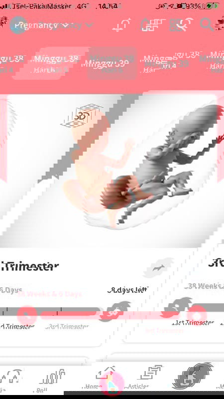 Kehamilan 38 minggu 6 hari, mendekati hpl