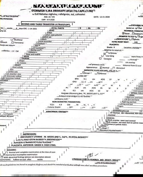 Ultrasound Result 36Weeks and 4Days