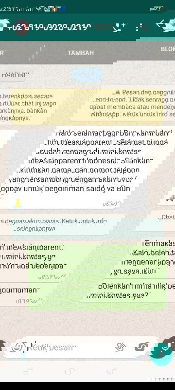 Apakah TAP punya no WA?  Tadi pagi saya di WA mengatas namakan TAP