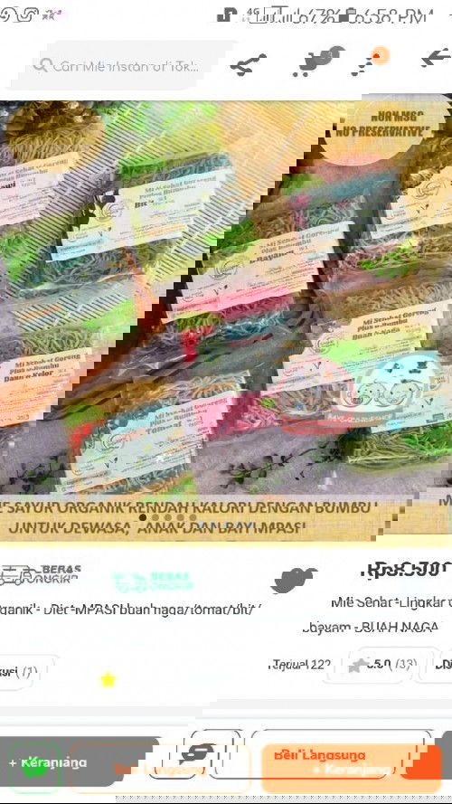 Mi organik untuk mpasi