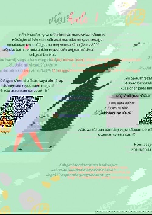 Mohon partisipasinya bunda 🙏🏻 bantu adik yg lagi nyelesain skripsinya. Makasih bunda semua 😘