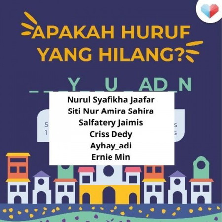 Tahniah kepada pemenang permainan Huruf yang Hilang!