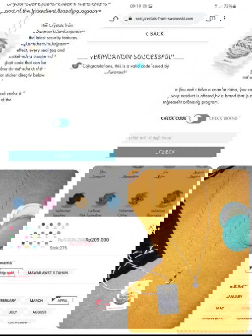 Jual Kalung Crystal Swarovski by Her Jewellery - Birth Stone Pendant