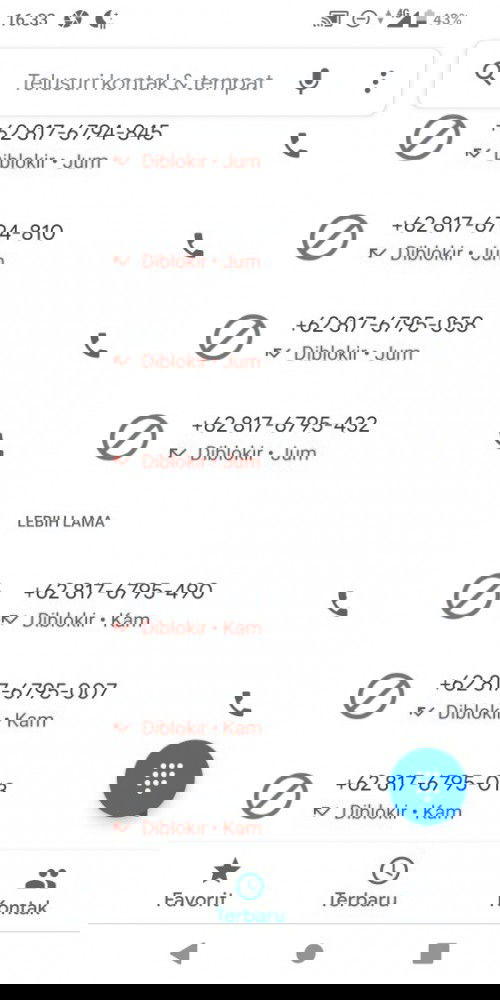 Nomer spam nelfon tiap hari