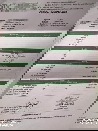 HBSAG screening RESULT