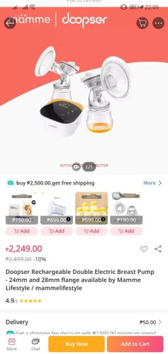 Doopser Rechargeable Double Electric Breast Pump