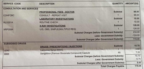 KKH SUBSIDY BILLING