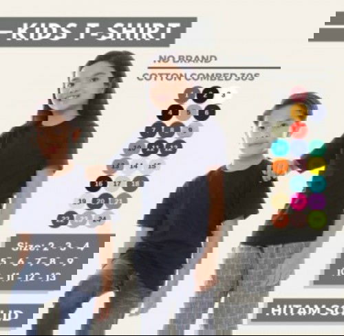 Izin Jualan kaos polos anak katun combed's 30 untuk anak 2 tahun - 13 tahun