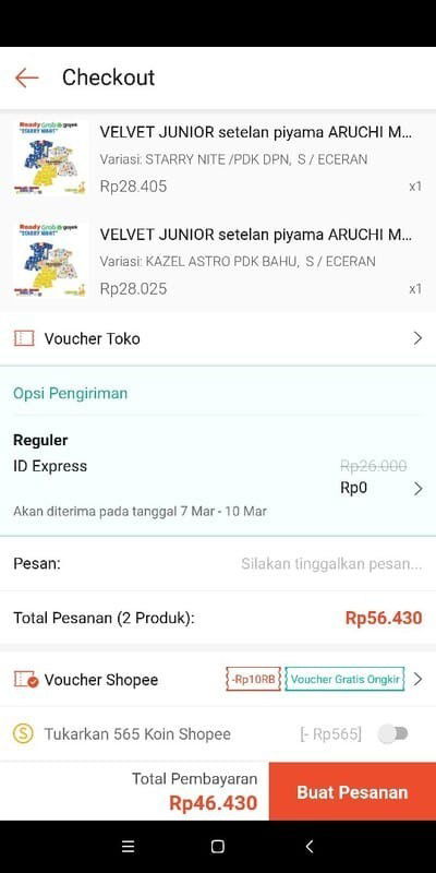 2 set velvet hanya 46rb