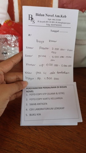 Biaya Paket Persalinan di Bidan Novel