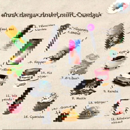 Pilih cuma 3 sahaja dari bawah ni!