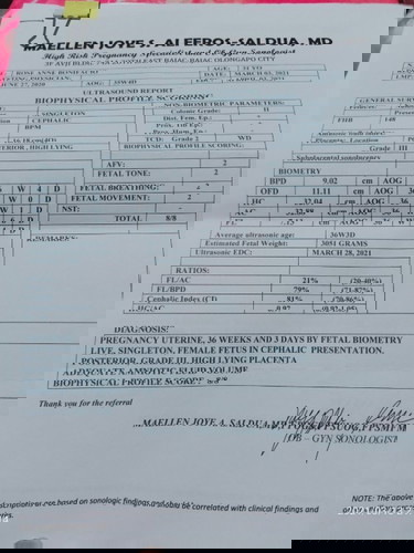 Ask lang po normal lang po ba yung result ng ultra sound ko?at yung bigat nia po sa 36weeks..?TIA po