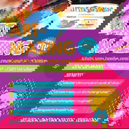 Kelas seni online untuk anak usia 4-9 tahun