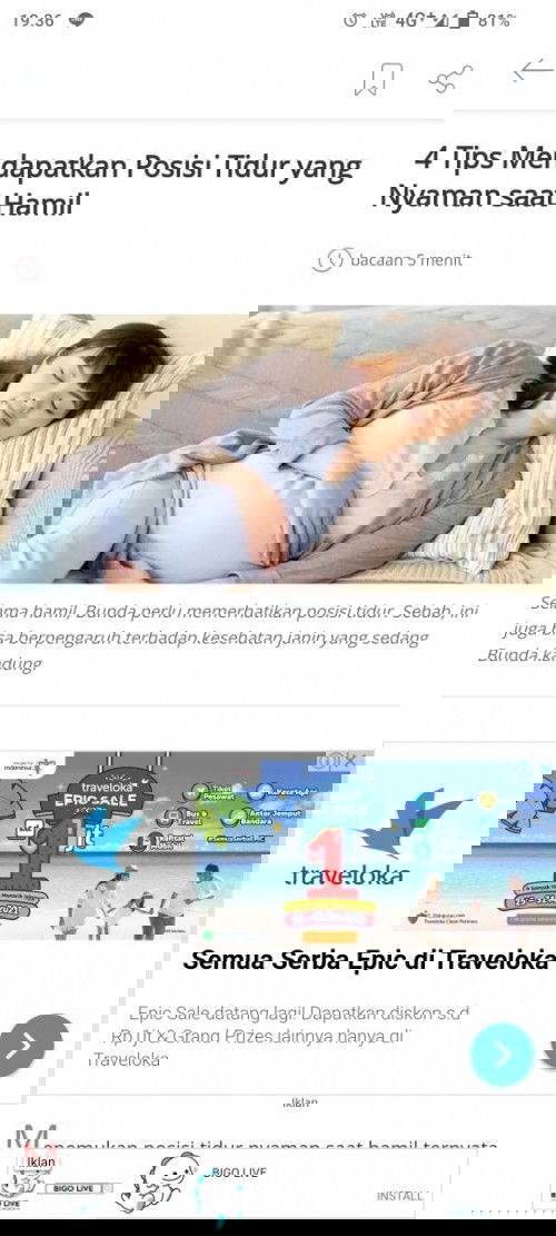 Artikel 'Tips mendapatkan posisi tidur yang nyaman saat hamil'