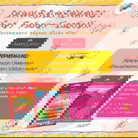 Tahniah kepada pemenang Jawab & Menang Set Faber-Castell!