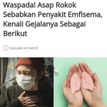 Waspada! Asap Rokok Sebabkan Penyakit Emfisema, Kenali Gejalanya Sebagai Berikut