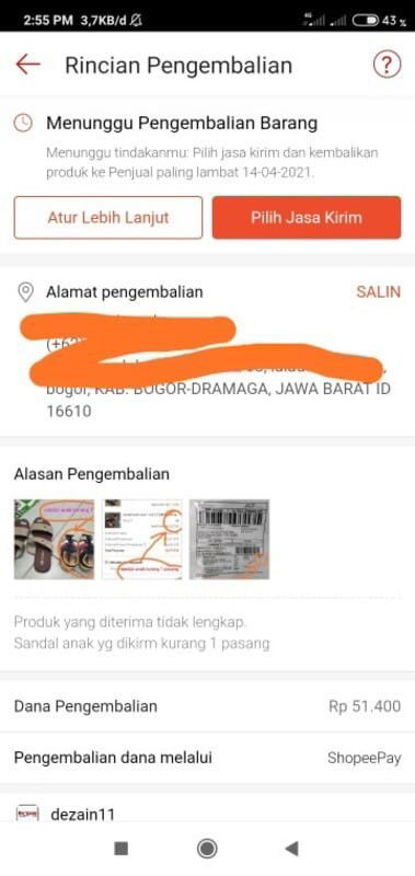 Barang kurang (belanja shopee)