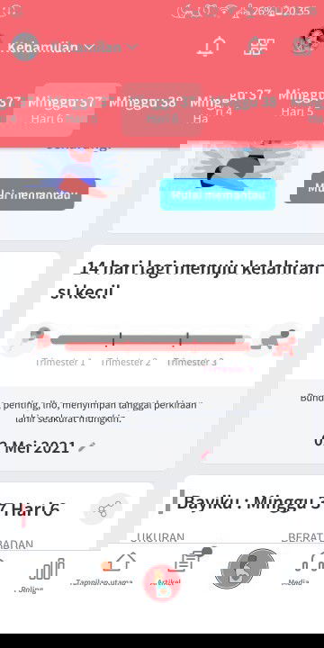 Usia kandungan di aplikasi sama di puskesmas beda