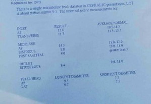 Pelvimetry Result