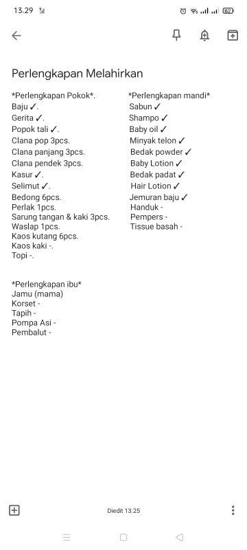 Perlengkapan Melahirkan