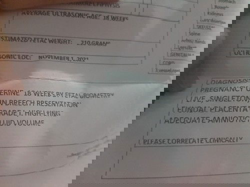 Ultrasound result 18weeks