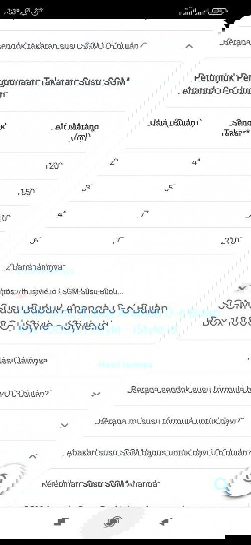 Takaran Susu Formula
