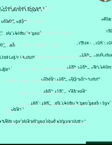 Lịch sinh hoạt !