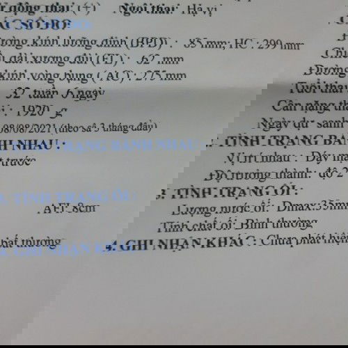 Các m cho e hỏi lượng nước ối như v là đủ hay thiếu thế ạ.