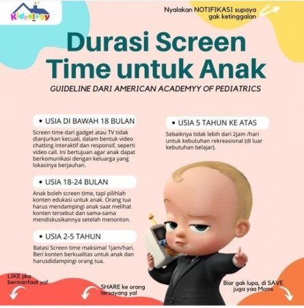 Did you know?😀 Hindari Penggunaan Screentime untuk anak usia dibawah 2 tahun!!!!