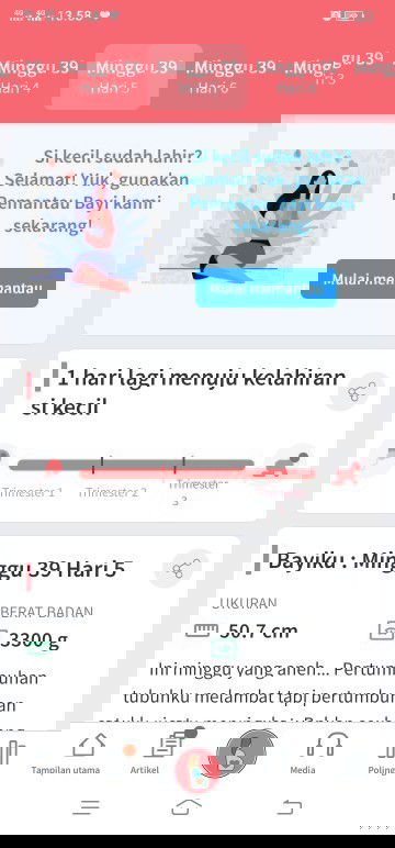 39w 5d Belum ada tanda tanda melahirkan.