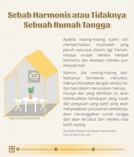 Sebab harmonis atau tidaknya sebuah rumah tangga