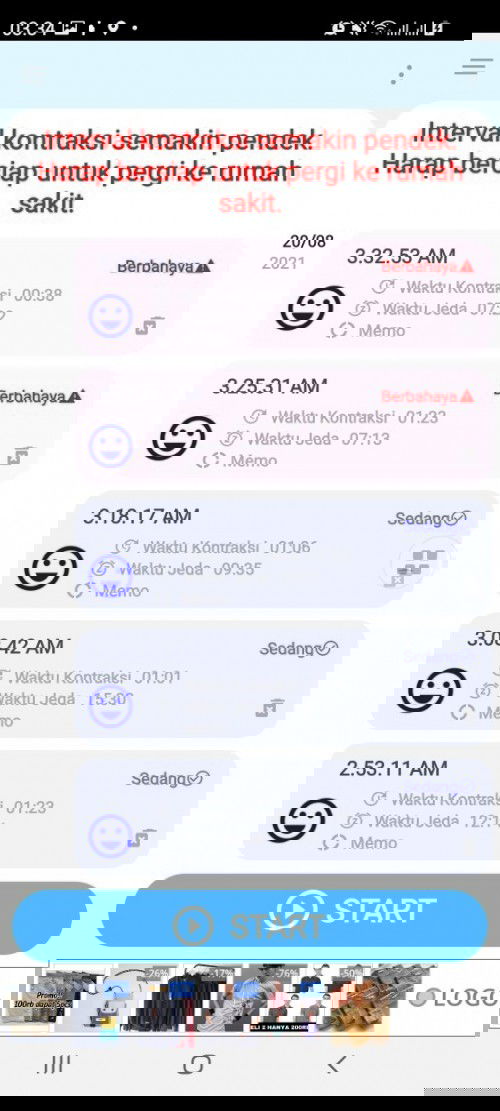 Kontraksi seblum hpl