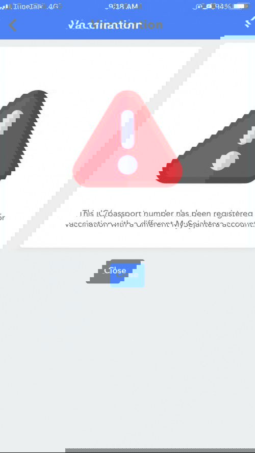 Please help my registration on mysejahtera