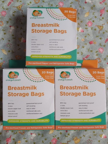 Orange&peach Breastmilk storage bags