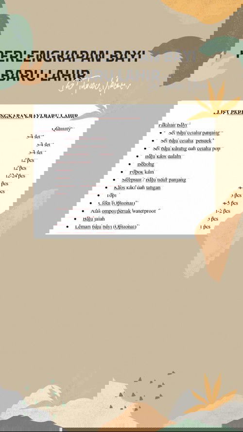 Perlengkapan Bayi Baru Lahir