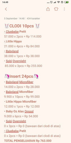 Pengeluaran Stok Clodi (Cloth Diaper)