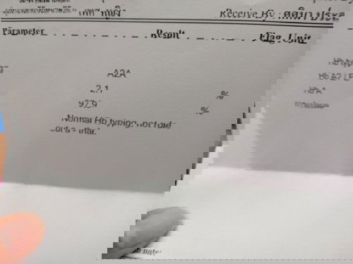 ใครอ่านผลเลือดเป็นรบกวนอ่านให้หน่อยค่ะกลัวลุกเป็นธาลัสซีเมียเครียดมากค่ะ