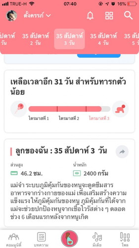 น้ำหนักลูก35วีค 3วัน