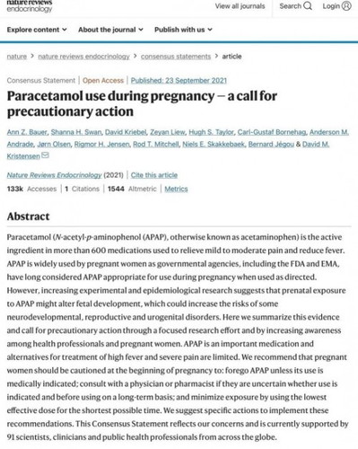 ระมัดระวังการใช้ยาพาราเซตามอลในหญิงตั้งครรภ์