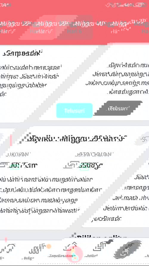 1 hri menjelang hpl blm ad tanda"