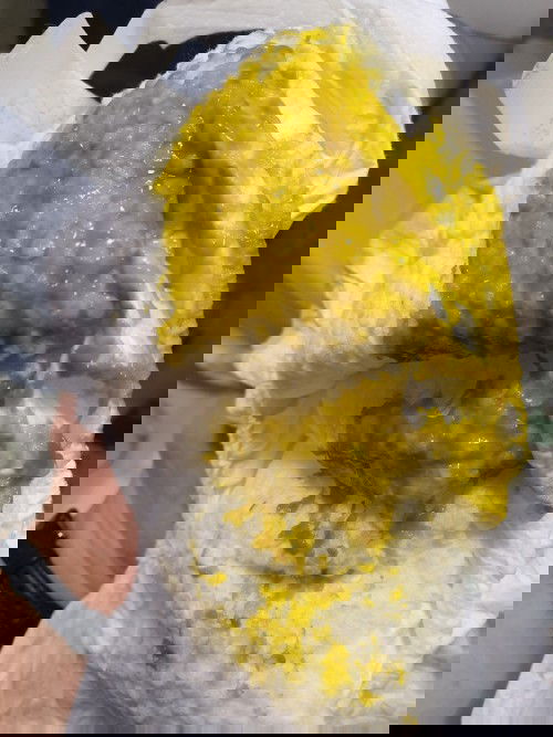 Greenish mucuosy poop