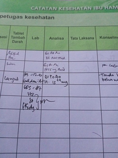 Hasil cek lab
